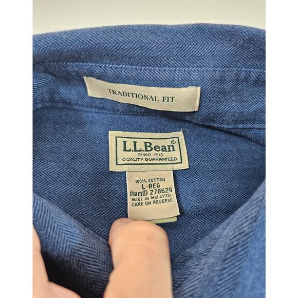 Ll bean size large twill blue long sleeve Career Casual button up shirt men's - Picture 4 of 6